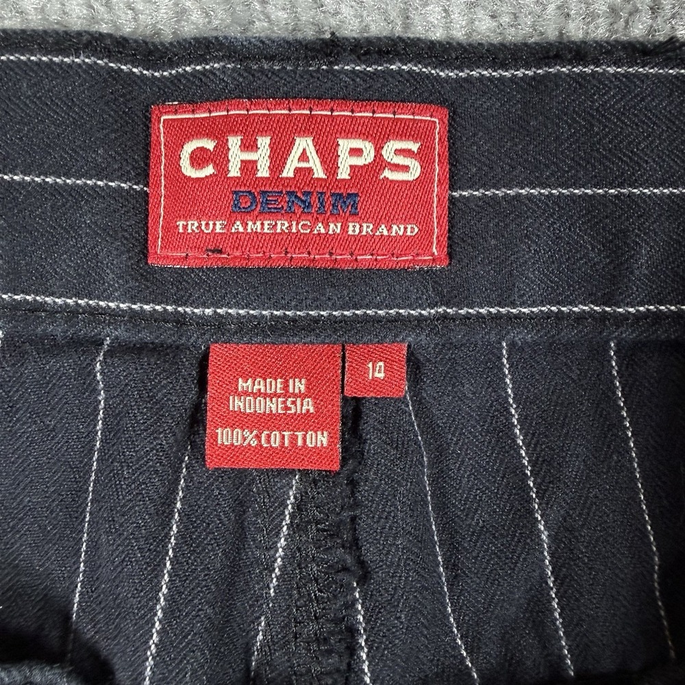 VTG Chaps True American Pants Women's 14 Navy Blue Pinstriped Straight Classic - Picture 3 of 9